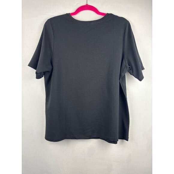 Isaac Mizrahi Live! Essentials Black Crew Neck T-Shirt 1X 100% Cotton Womens - Picture 6 of 6
